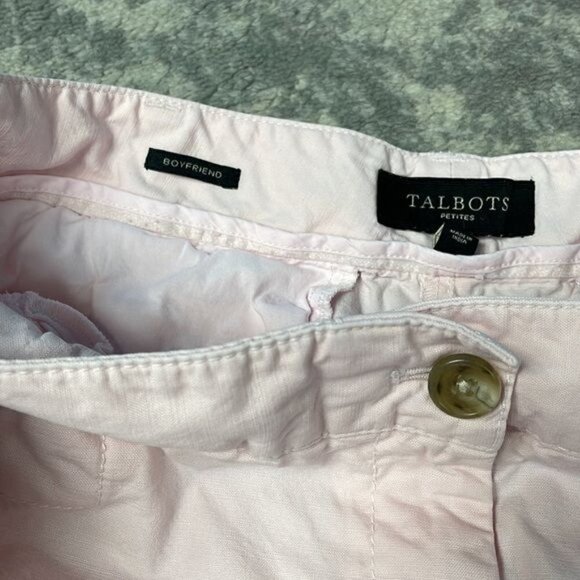 Talbots Boyfriend Pants Light Pastel Pink Spring Summer Sz 10 Petite - Picture 8 of 9